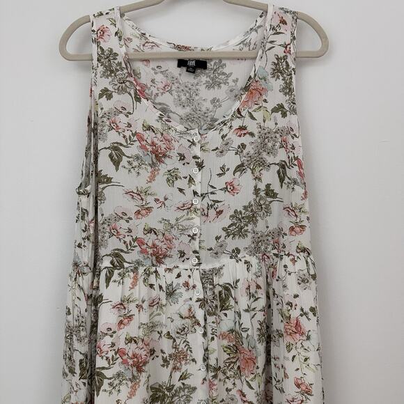 Frye Womens XL Cream Button Front Midi Dress Folk Garden Cottagecore Peasant - Picture 4 of 8